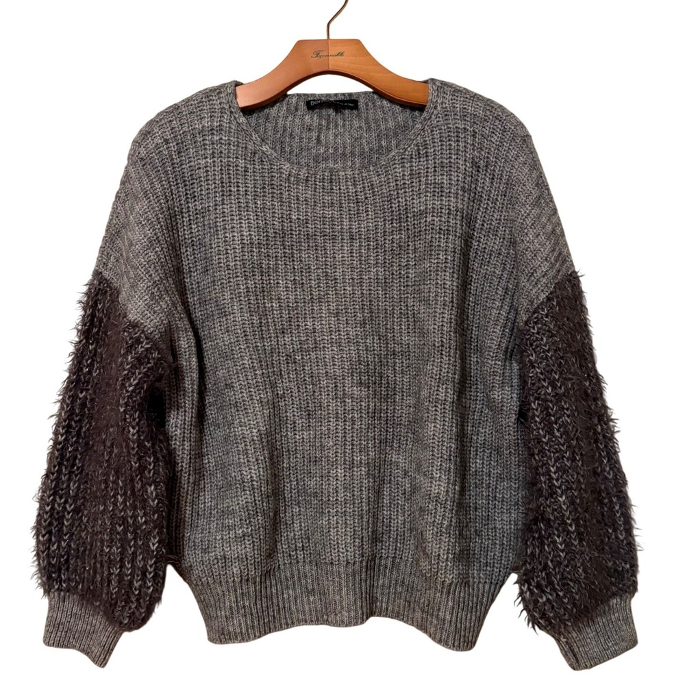 Berretti Women's Size S Gray Oversized Ribbed Knit Sweater Alpaca Wool Blend‎ M